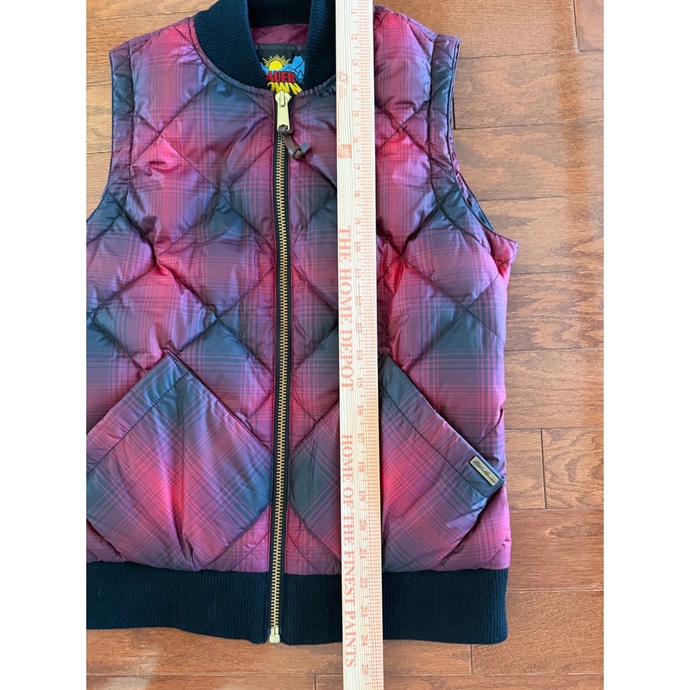 Eddie Bauer Down Packable Quilted Zip Up Vest  Pockets Maroon/Black Womens Small